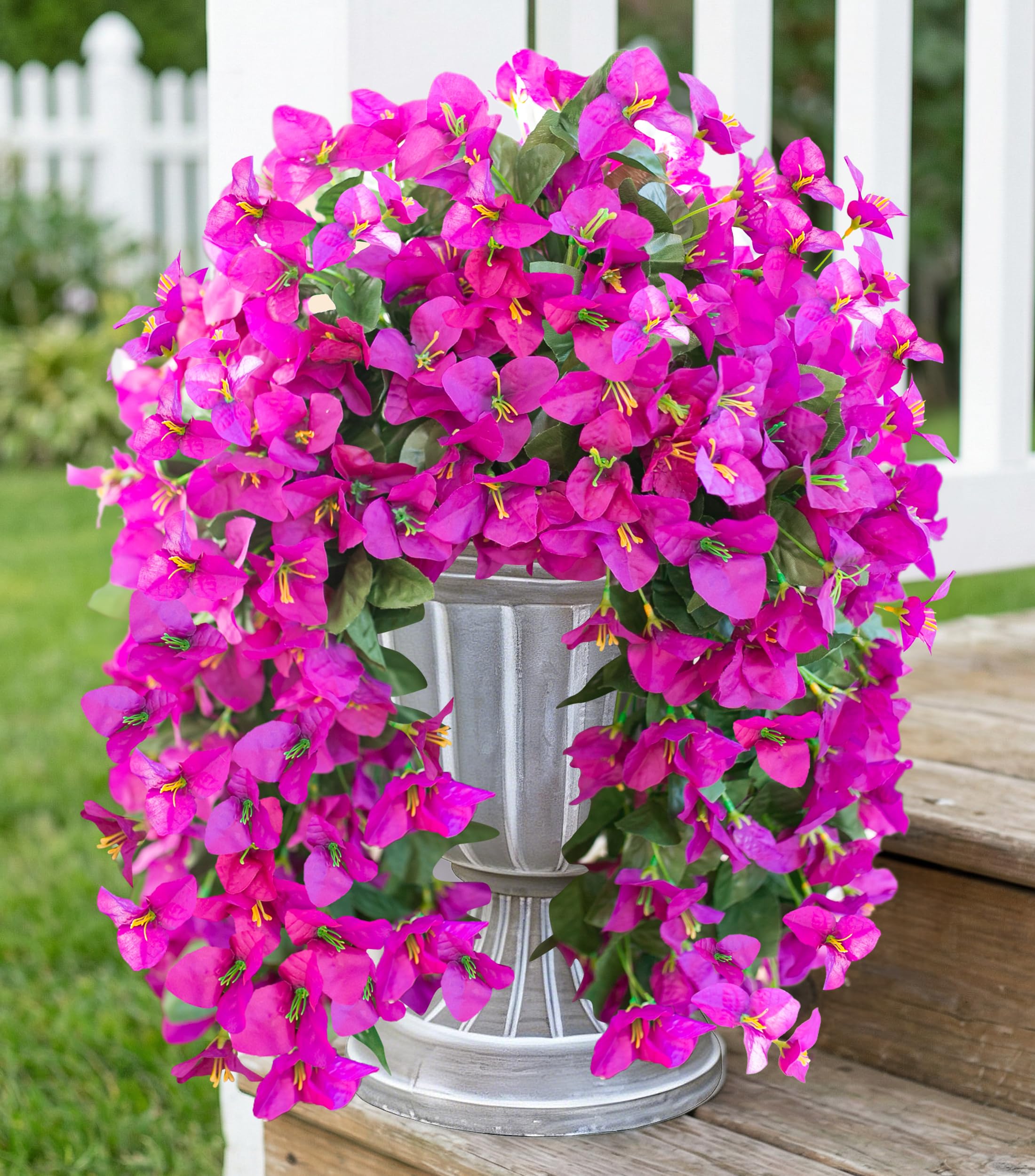 HyeFlora Bougainvillea Künstliche Hängeblumen Pflanzen für den Außenbereich, 2 Stück, lila, künstliche Blumen, Seide, Bougainvillea-Reben, realistische, UV-beständige Kunstblumen für den Außenbereich Küche, Haushalt & Wohnen