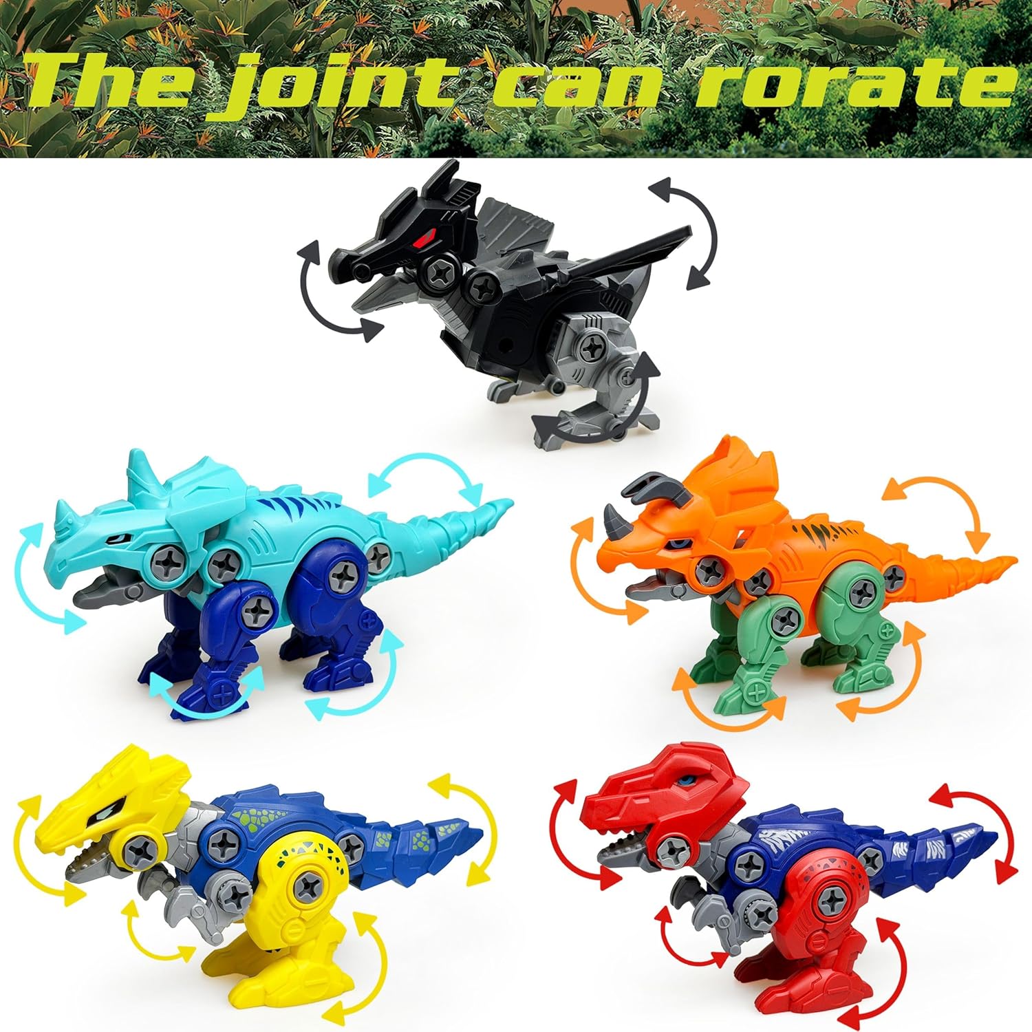 5-in-1 STEM Dinosaur Transform Robot Take Apart Toys Set for Toy with Storage Head for Toddler Kids Boys Ages 3 4 5 6 Years Old Construction Building with Drill Gift for Birthday Christmas Easter - Image 5