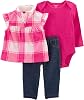 Carters Baby Girls 3 Piece Vest Little Jacket Set pink Multi Plaid, 6 Months