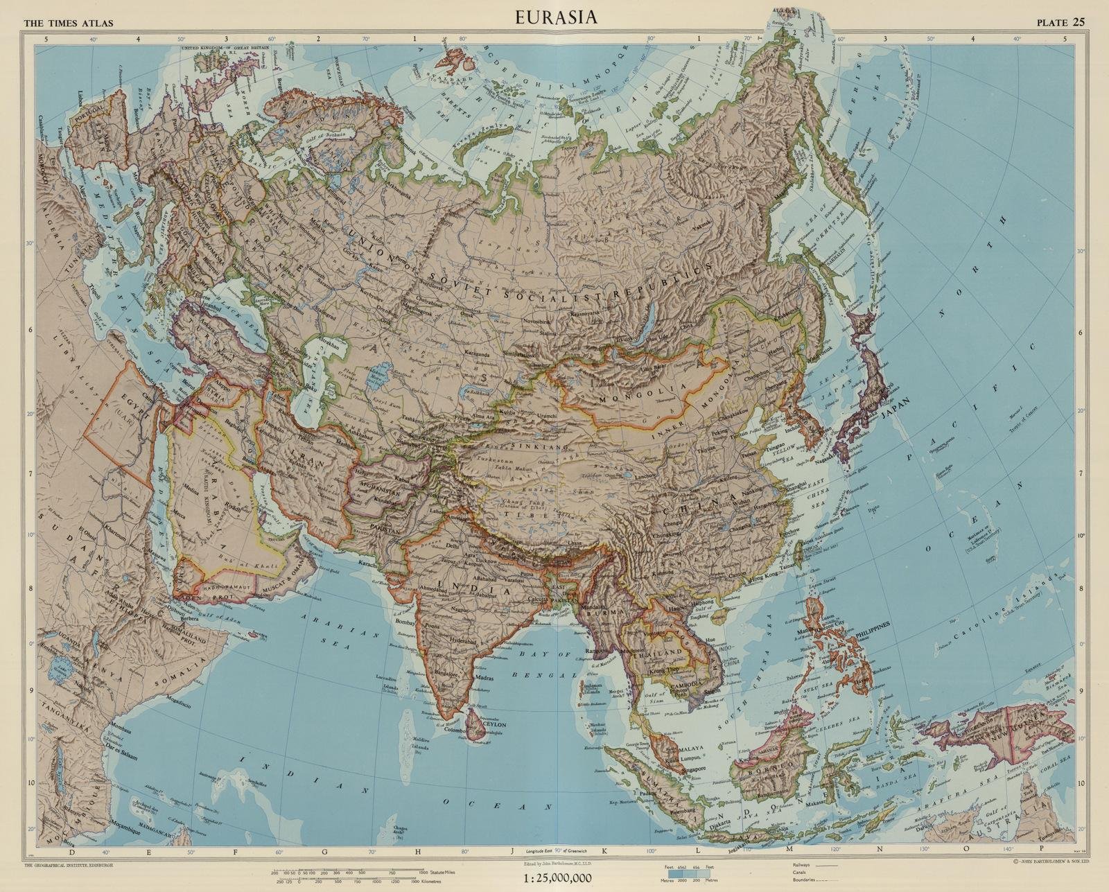 Amazon.co.jp: World Atlas | 1959ユーラシア、プレート25、V II