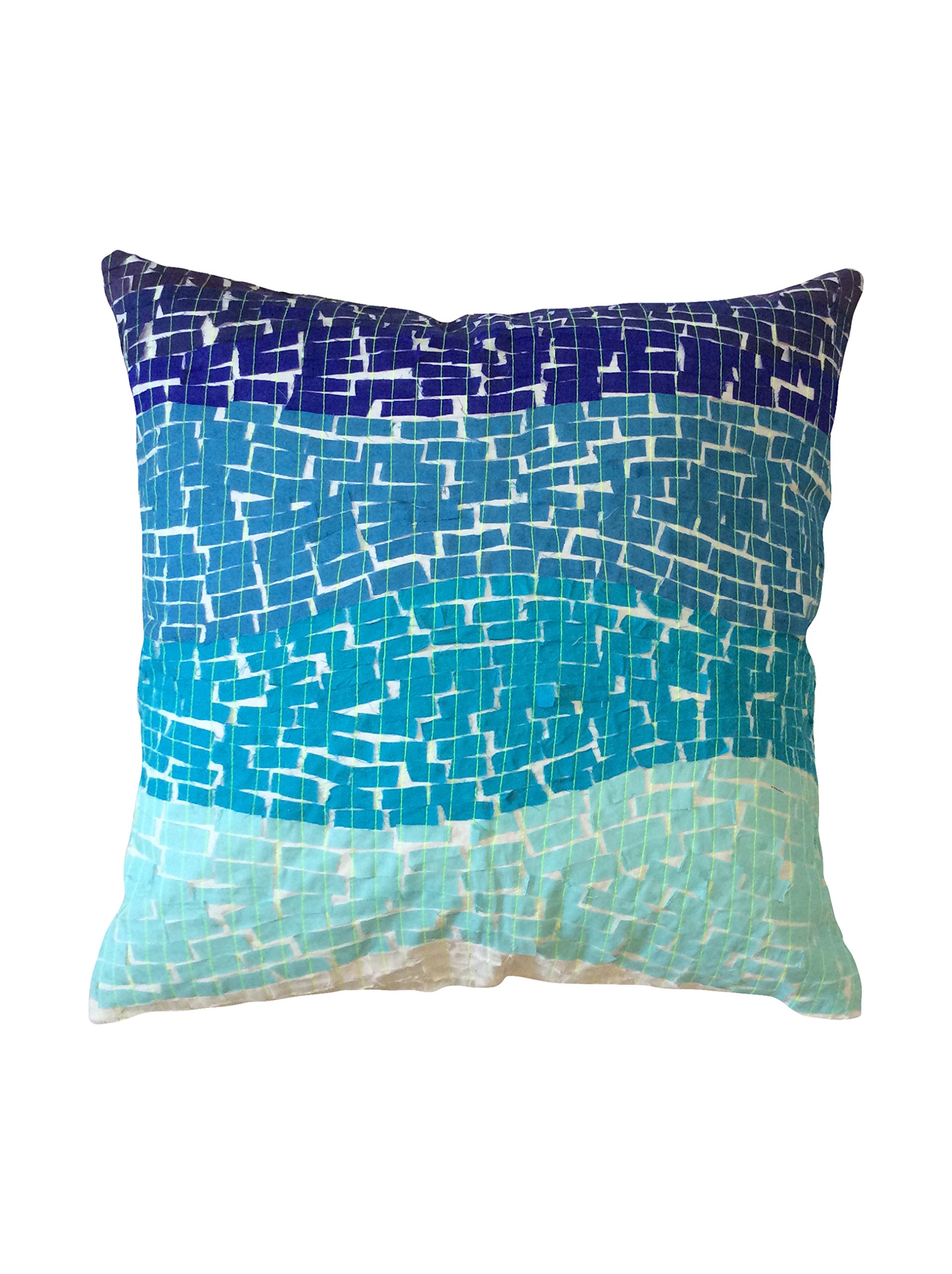 Calyz Wave Cushion, Blue, 18" x 18", 2 Count