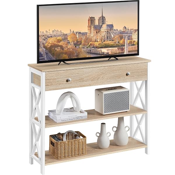 Light Oak Industrial TV Stand