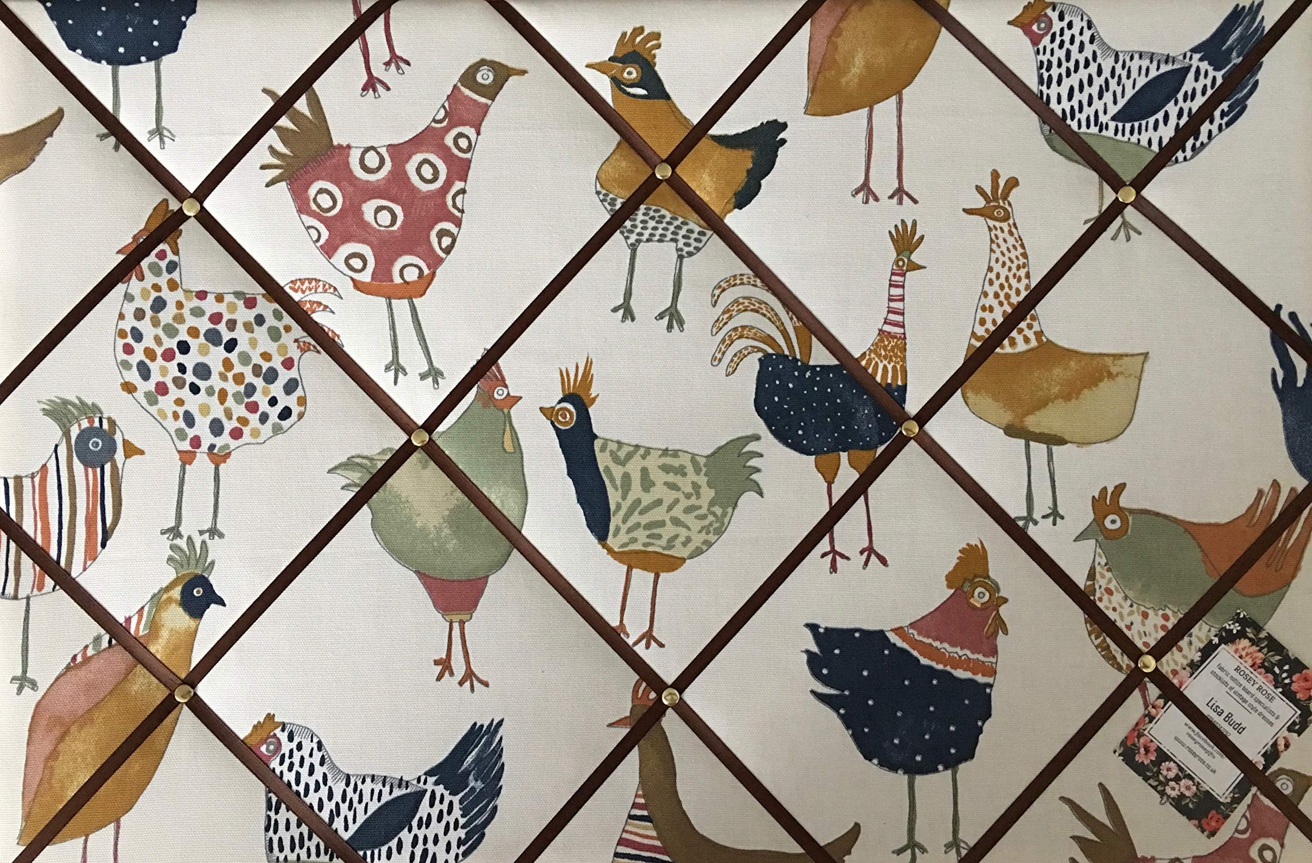 Rosey Rose Large 60x40cm Prestigious Harriet Hens Chickens Farmyard Hand Crafted Fabric Notice/Pin/Memo/Memory Board