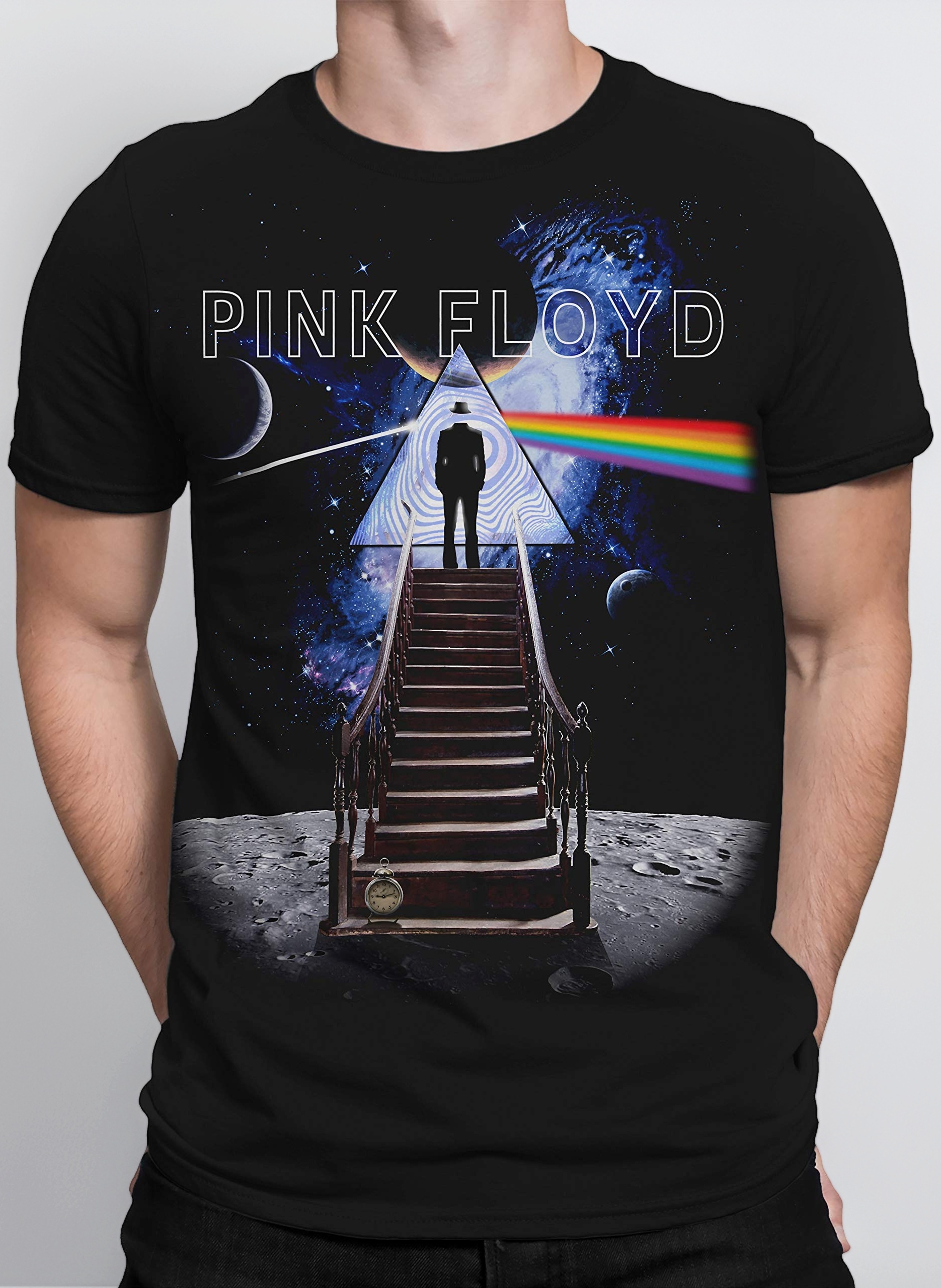 Liquid Blue Unisex Pink Floyd Stairway to The Moon T-Shirt T-Shirt (Pack of 1)