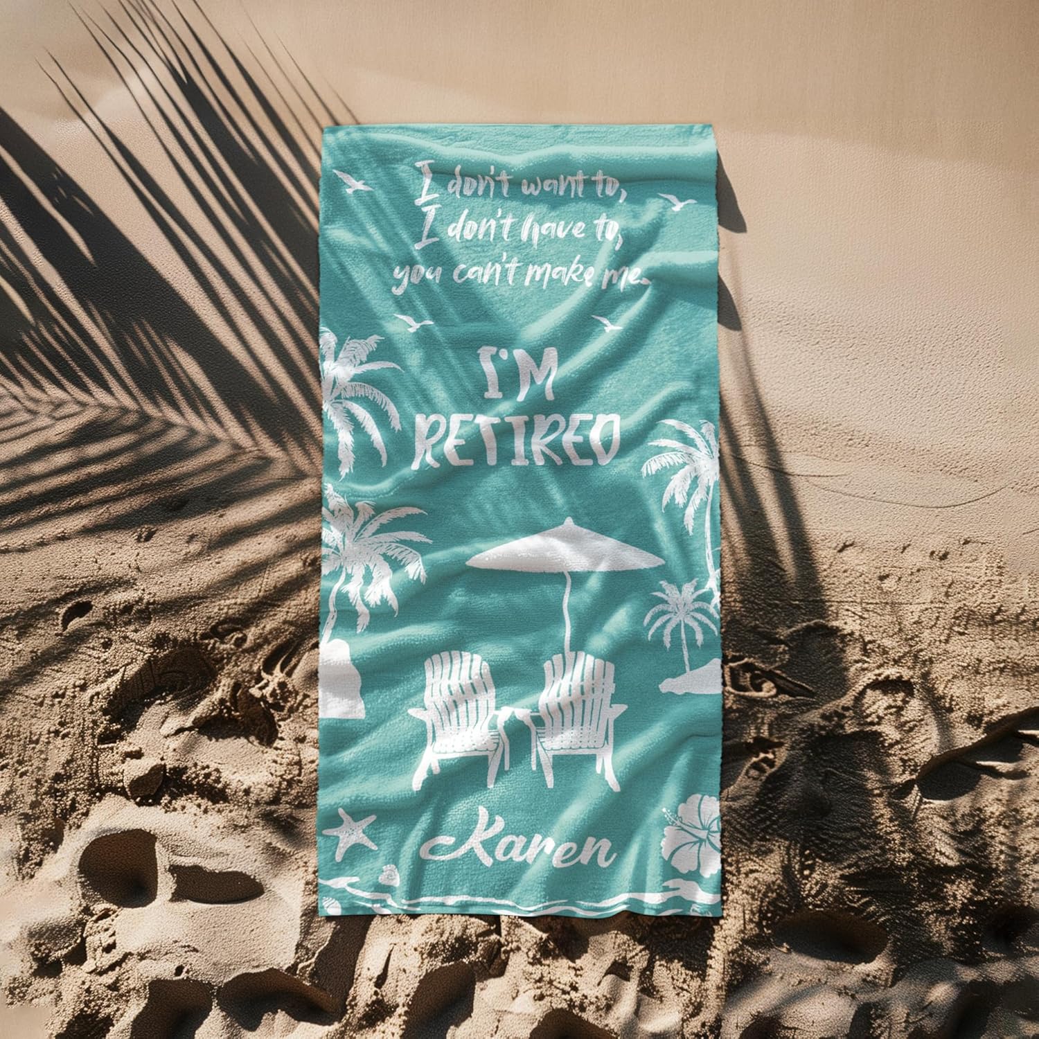 Personalized Retirement Beach Towel 2025, Custom Retirement Gift for Woman, Unique I'm Retired Beach Towel, Novelty Retired Gift for Coworker Friend Mom, Beach Lovers Presents
