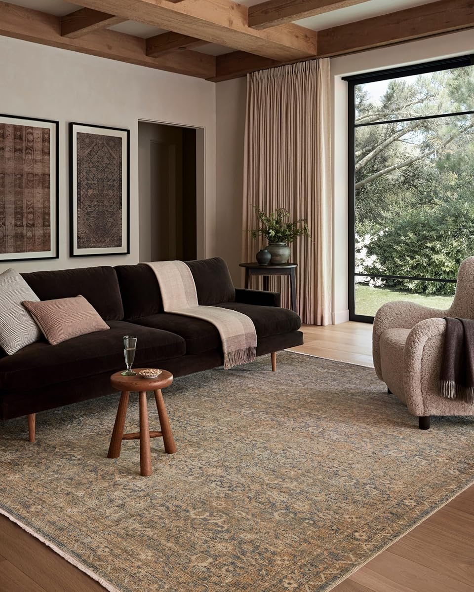 Loloi Amber Lewis Molly Collection MOL-02 Denim/Gold 8'-6" x 12' Low Pile Area Rug