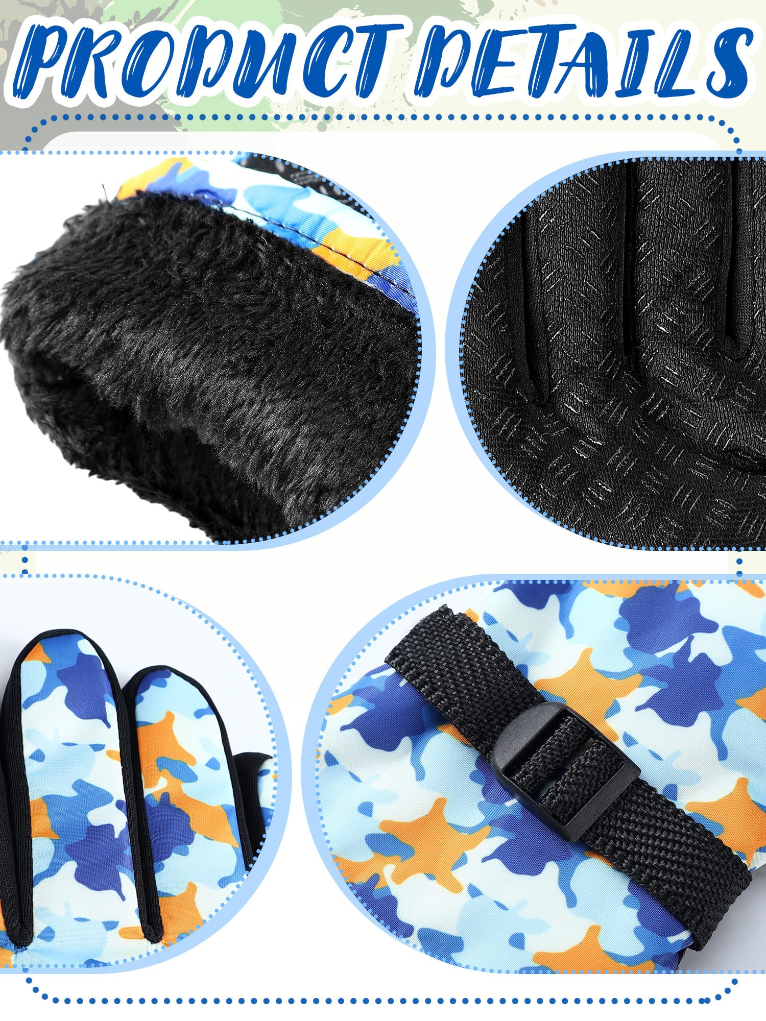 Bencailor 6 Paar Kinder Winterhandschuhe Wasserdicht Skihandschuhe Jungen Mädchen Warme Schnee Snowboard Fäustlinge für kaltes Wetter Unisex
