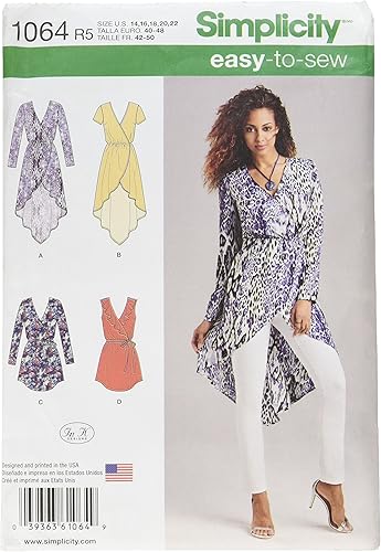 Simplicity 1064 - Patrón de costura para mujer, tallas 14-22
