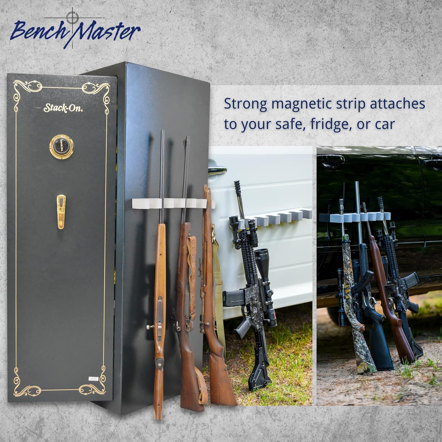 BenchMaster Rifle Rack, Shotgun Safe Storage, Secure Gun Holder Organizer, Kydex and High-Density Foam, No Metal, Lightweight, Sturdy, No Flex, Made in USA