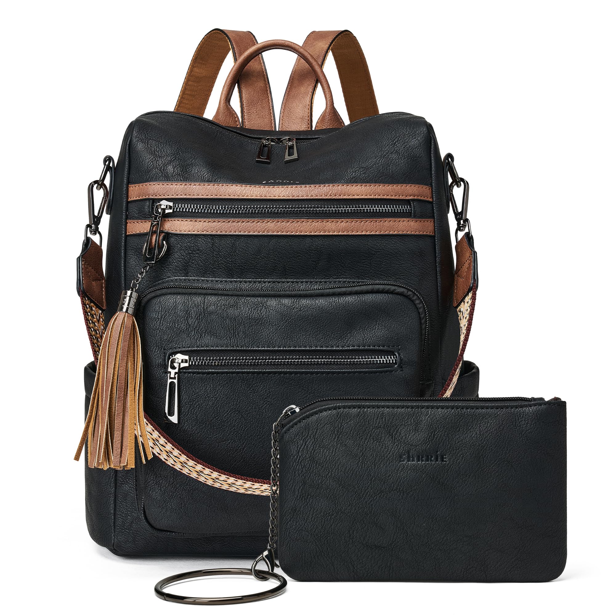 Shrrie Backpack Purse for Women Leather Backpack Fashion Designer Travel Backpack Convertible Shoulder Bag