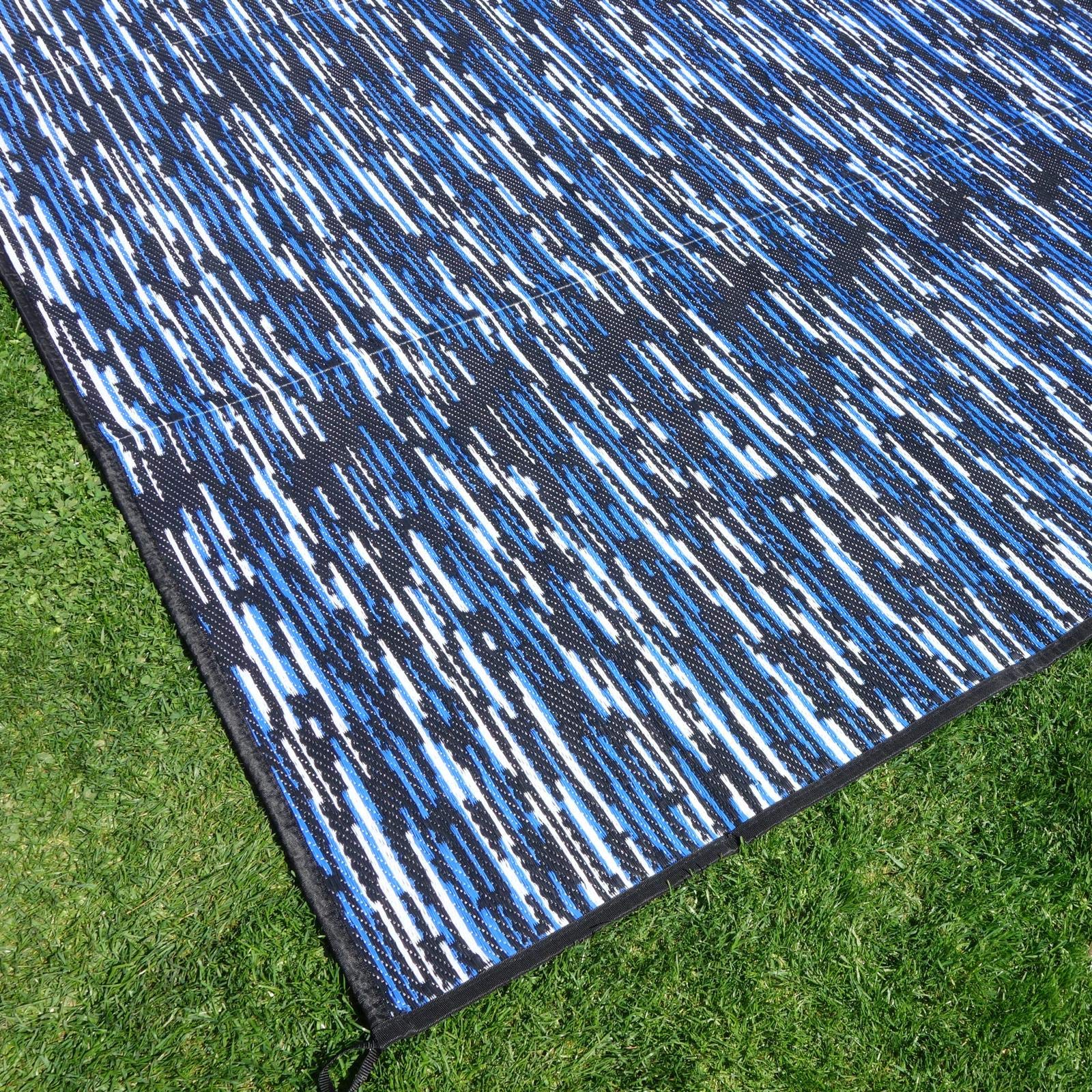 Outdoor Teppich ´´´odooro WAVETEX Platin 2,7m x 7m schwarz-blau *** VIELE GRÖSSEN + Farben ** 450 g/m² Camping Zeltteppich Vorzelt Garten Spieldecke Wohnwagen Camper