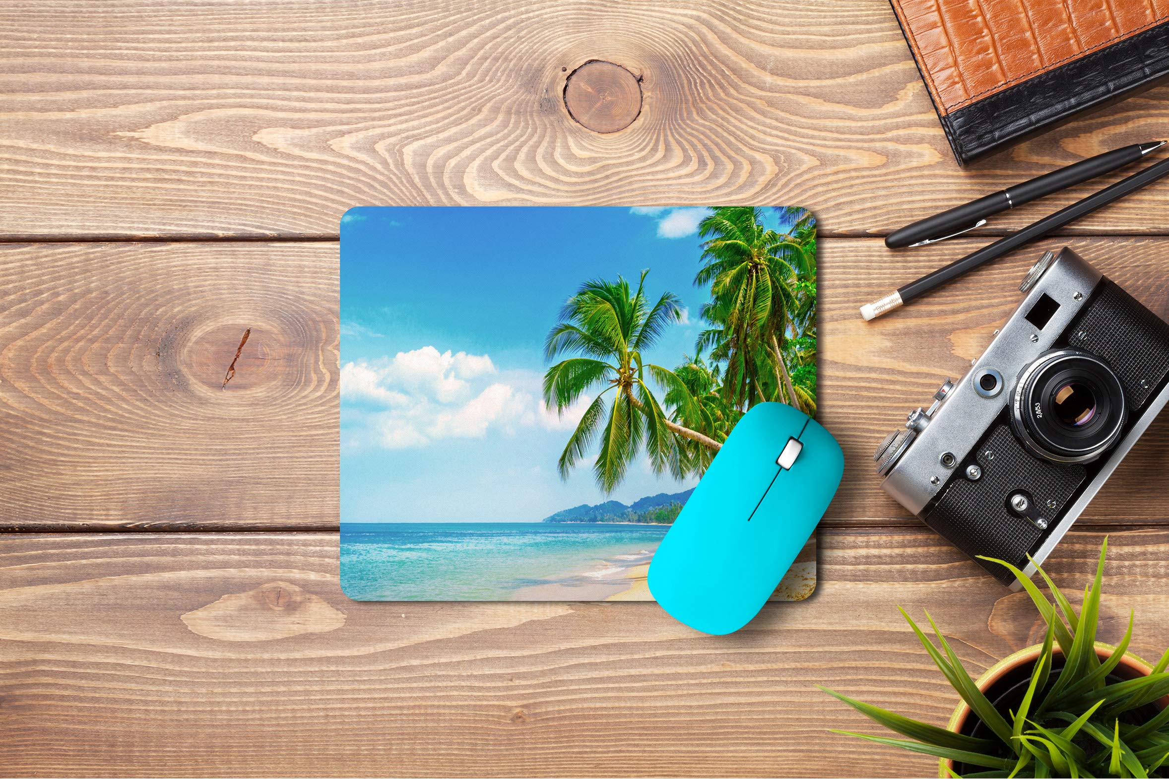 5 Ace Coconut Tree on beachd HD Printed Designer Speed Mousepad for Laptop|Dekstop|Gamers|Graphic designers-7x8.5 Inches