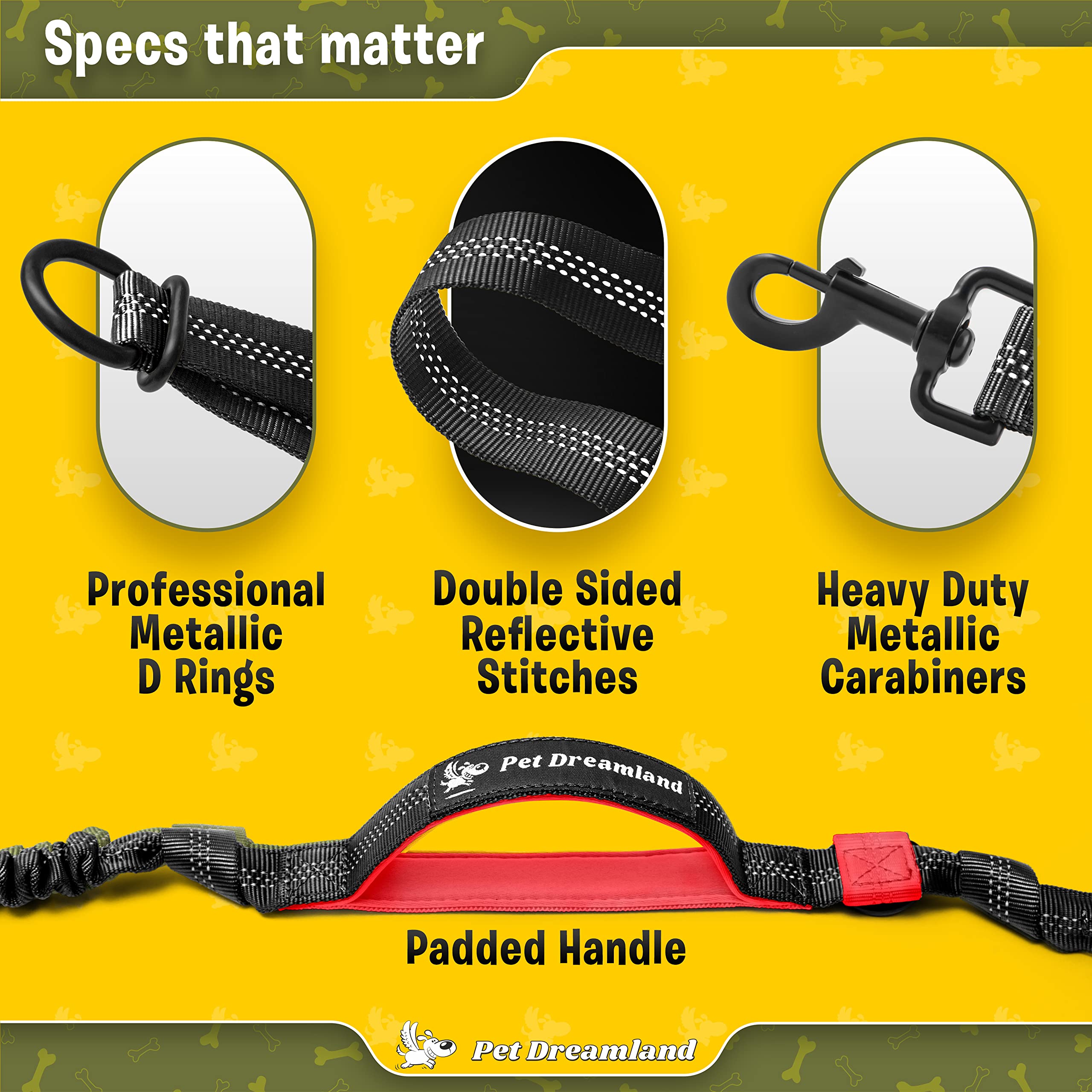 Laisse rétractable mains libres avec système triple élastique parfait pour la course, la marche ou le jogging avec votre chien (disponible pour petits ou grands chiens)