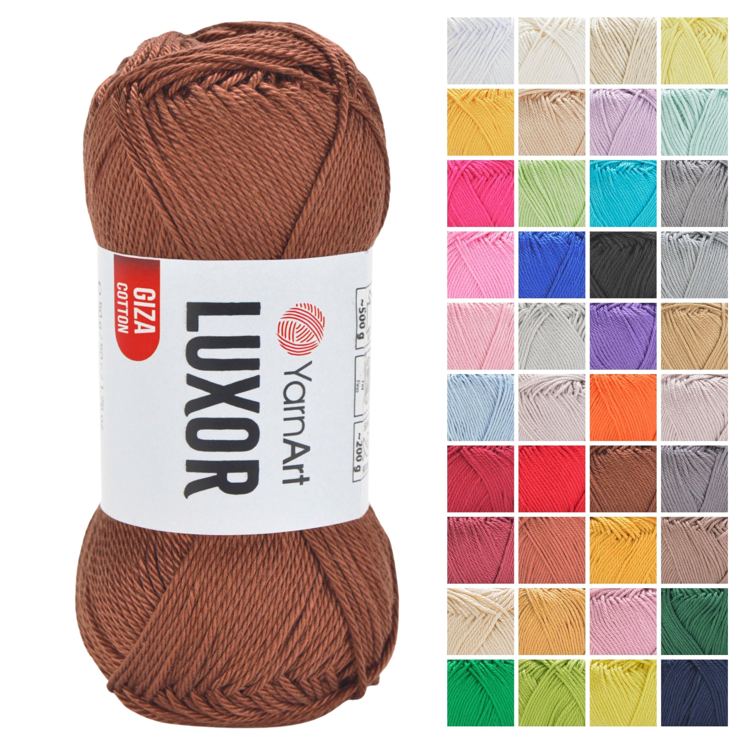 YarnArt Luxor Mercerized Cotton Yarn – 100% Giza Cotton, Smooth Texture, 50g (1.76 oz), 125m (136 yds), Lightweight Yarn for Summer Projects, Amigurumi, Baby Items, and Accessories (1226)