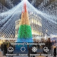 Vista 100 de Luces de Navidad azules al aire libre - 99 pies 1216 luces LED de carámbano para exteriores - Enchufe 8 modos luces centelleantes para decoraciones