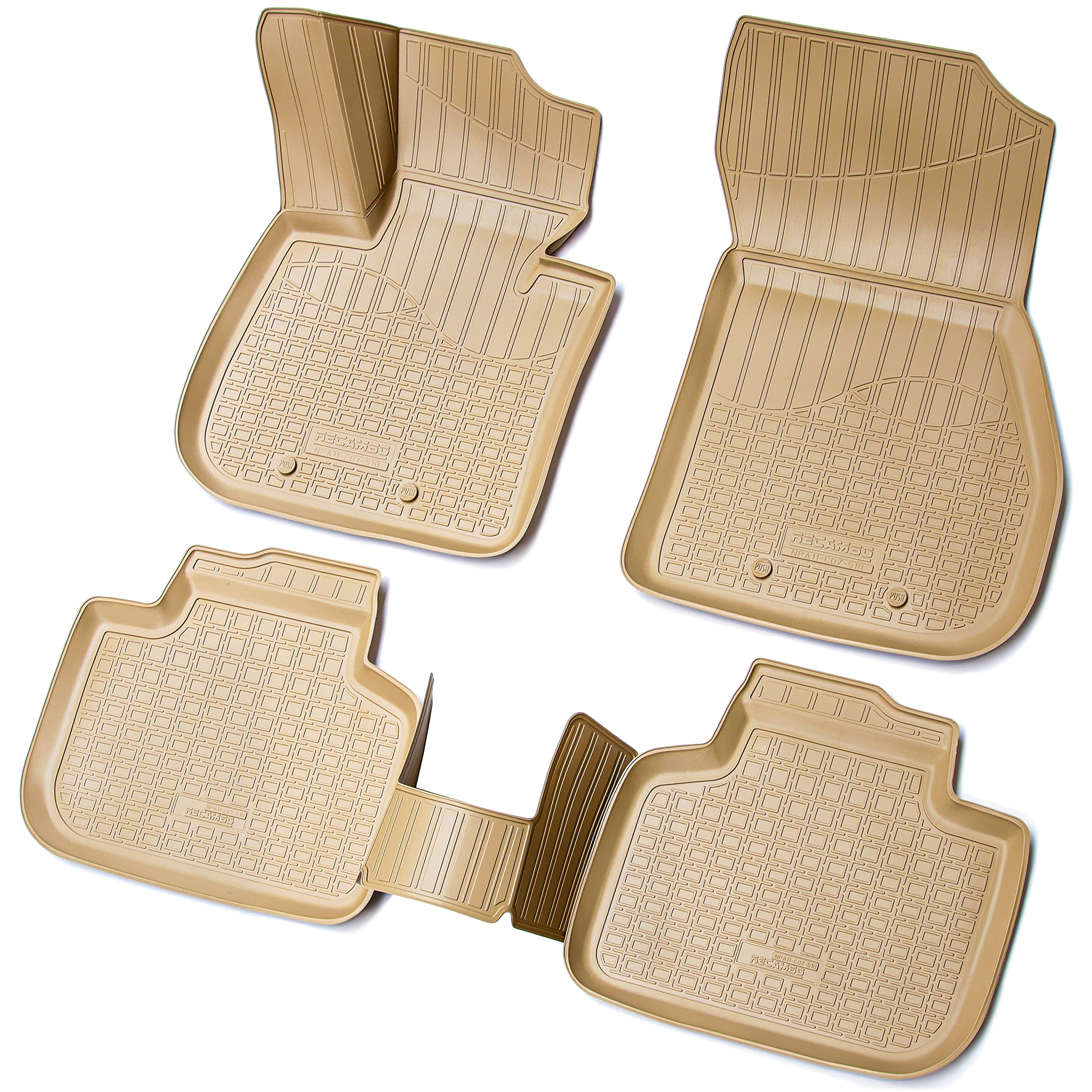 Recambo Tappetini in gomma 3D compatibili con BMW X1 F48 | anno di costruzione dal 2015> | Tappetini in gomma | su misura | con bordo | Beige