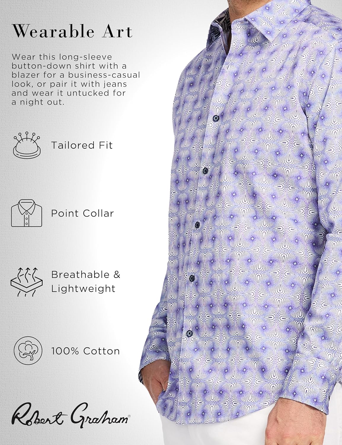 Robert Graham Mens Ogden Long Sleeve Button Down Woven Shirt - Image 2