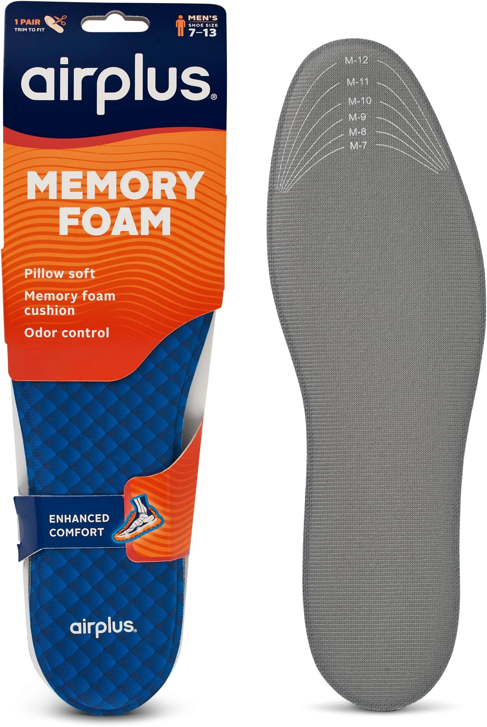 Airplus Memory Comfort Shoe Insoles with Memory Foam for Pressure Relief, Ideal for Men and Women
