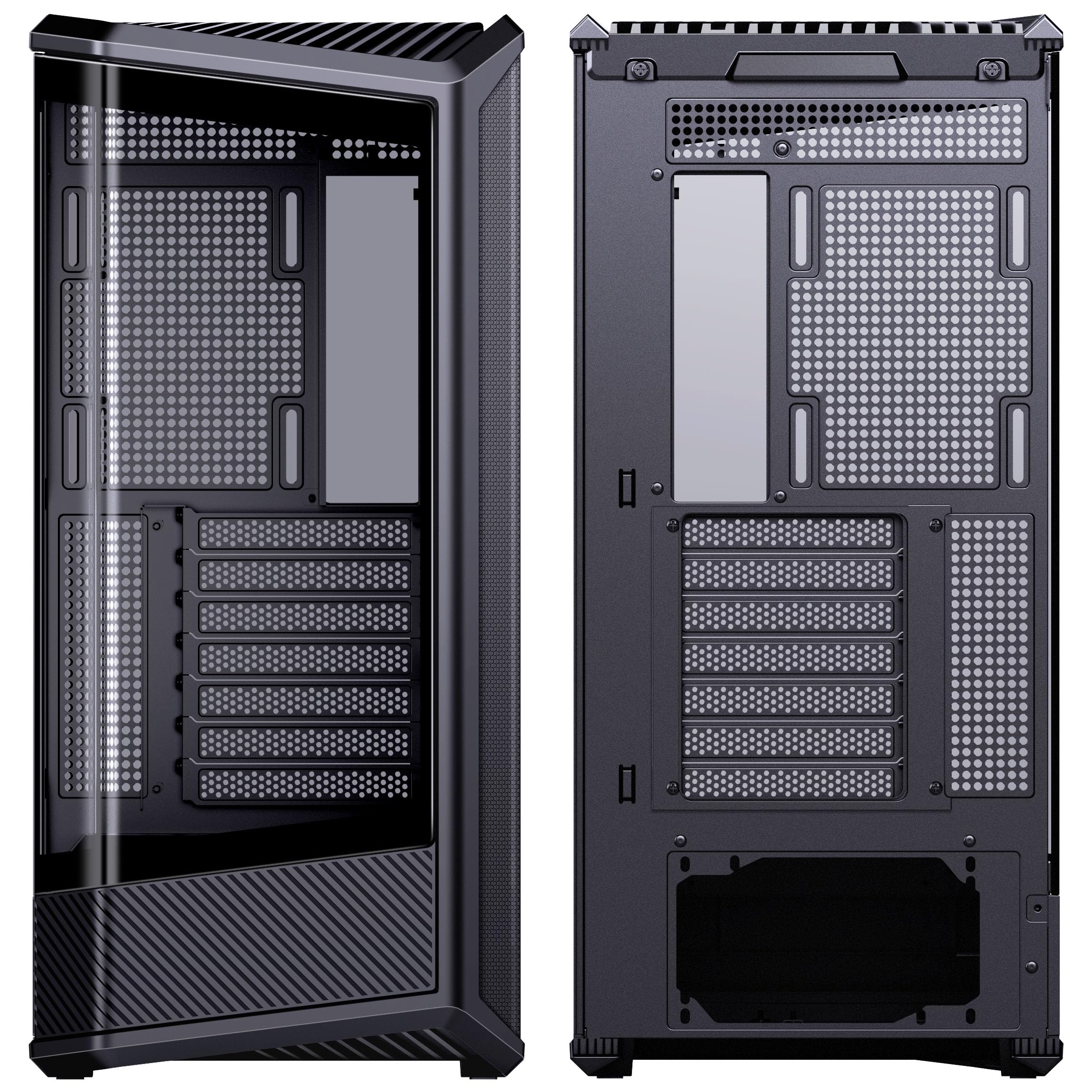 Jonsbo D400 obudowa PC czarna | ATX Midi-Tower z panoramicznym oknem 270°, podwójny grzejnik 360 mm, USB-C