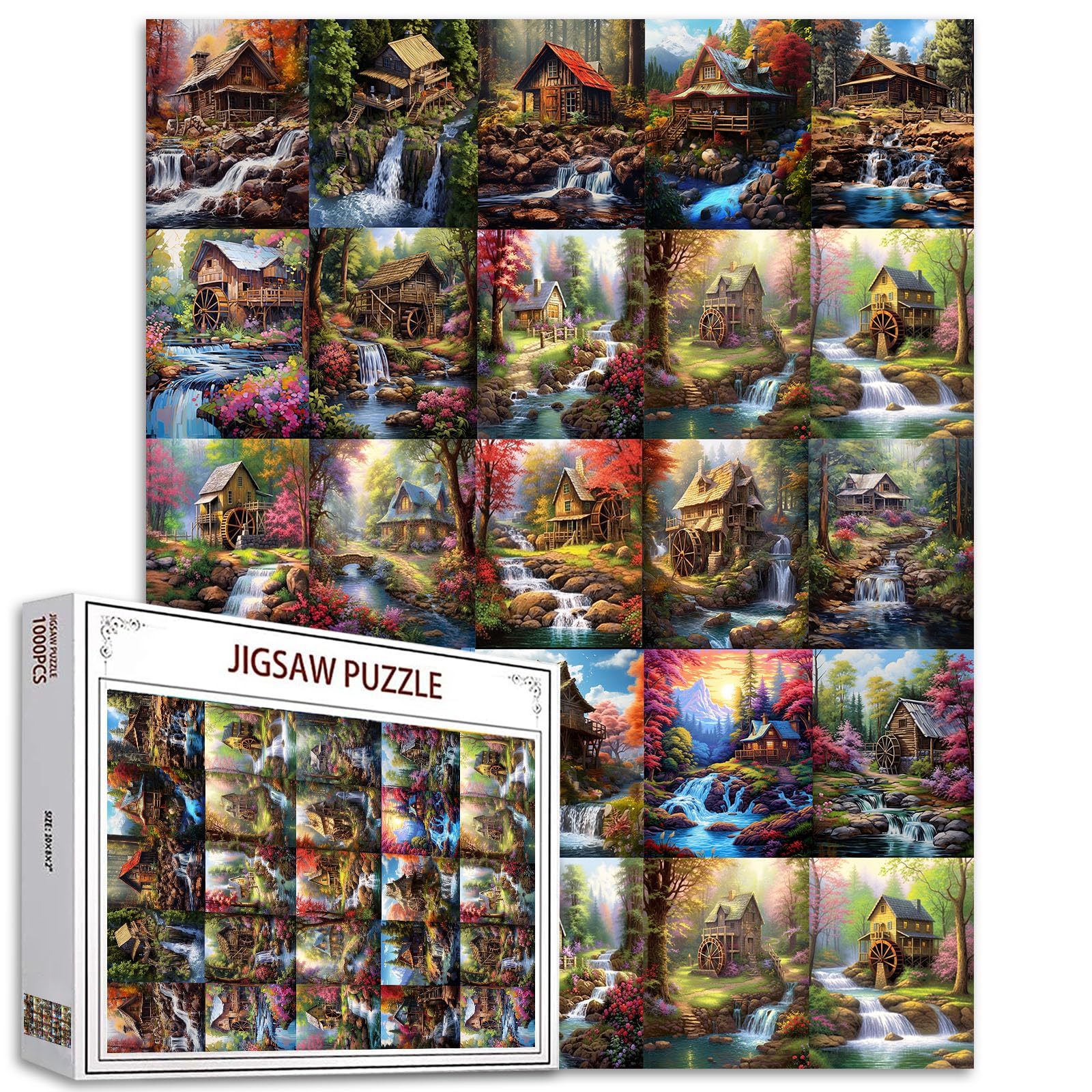Jigsaw Puzzles 1000 Pieces for Adults kid Colorful Seaside Town Hardboard Puzzle Challenging Puzzle Perfect for Game Nights 27" x 20" Inches DIY Home Wall Decor-Art Puzzles Colorful Coastal Farmland