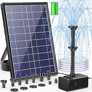 POPOSOAP Solar Fountain Pump with 3600mAh Battery Backup, 8W Solar Power...