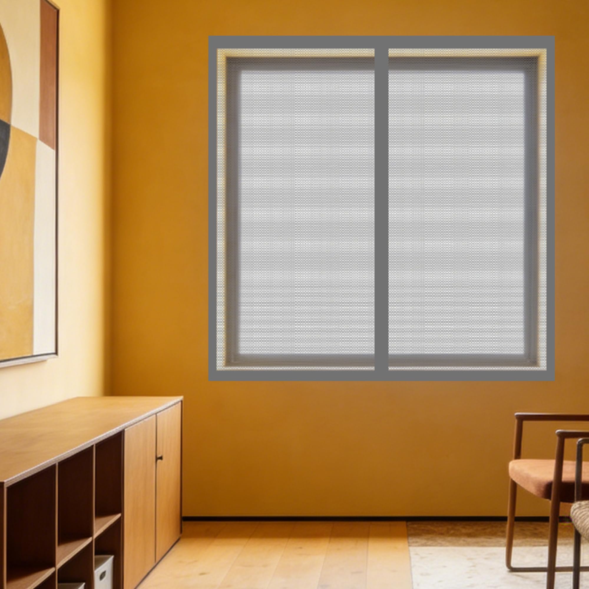 Magnetic Window Fly Screens Windows 145 x 165 cm with Selfadhesive Mosquito Net Window Insect Screen Mesh Easy Installation for Living Room Bedroom Offfice, Grey