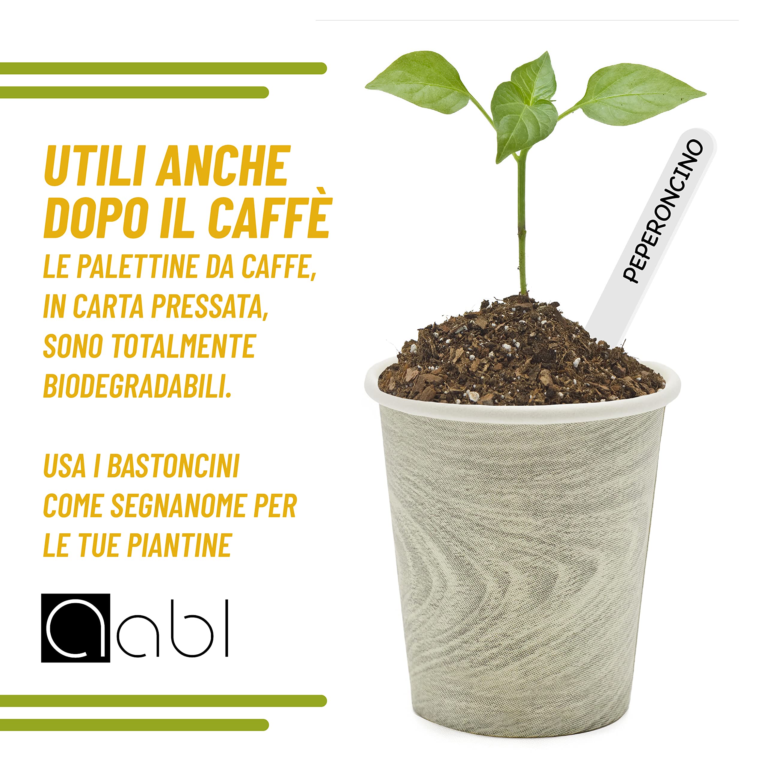 300 Palette Caffe Monouso in Carta - Made in Italy - Palettine Biodegradabili per Girare Zucchero Bevande e Caffè nei Bicchierini - Kit 100% Carta -