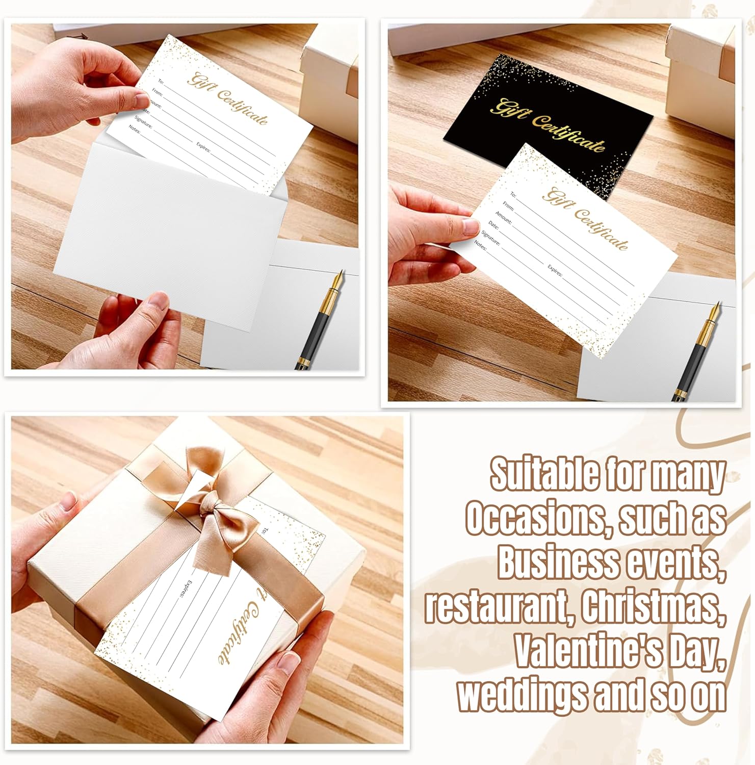 Blank Gift Certificates for Business with Envelopes, Set of 50 Custom Gift Cards for Spa, Salon, Restaurants, 4 x 6 Inch Client Vouchers -Black - Image 4