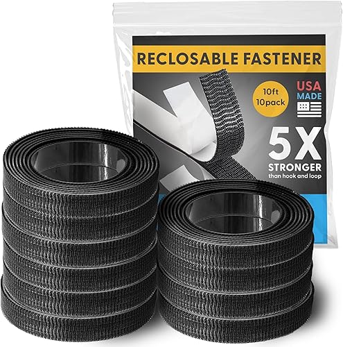 Miniatura 11 de Fuerza industrial, paquete de 2 cintas adhesivas negras de 10 pies para interiores y exteriores, cierre autoacoplable compatible con 3M SJ3550