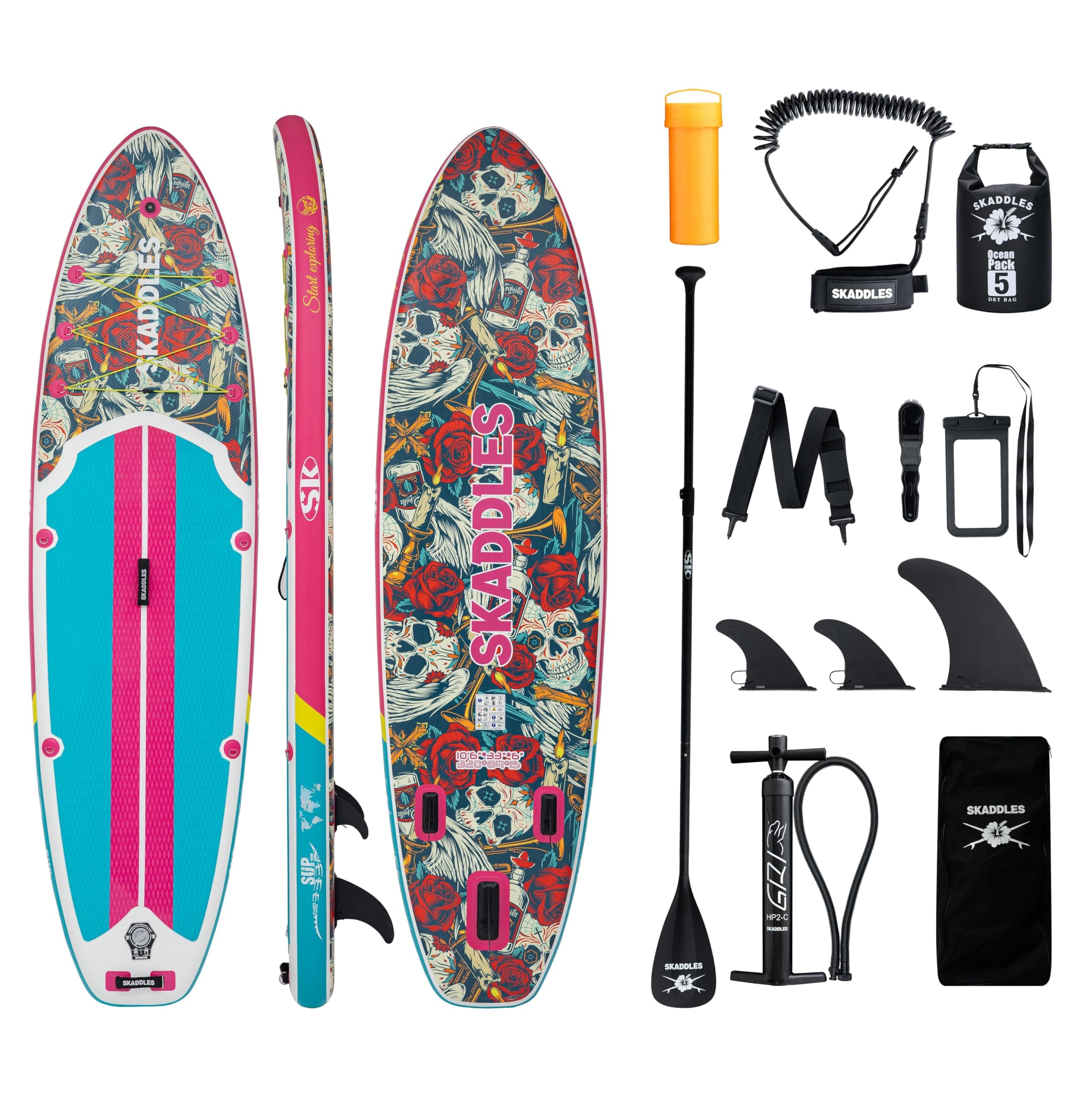 10’6’’ Inflatable Stand Up Paddle Board (SUP) for Adults and Youth with Non-Slip Deck – Complete Accessories Kit, for Fishing, Yoga, Fitness & Family Fun