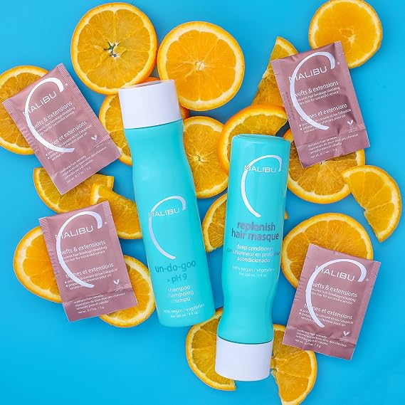 Malibu C Wefts and Extensions Wellness Hair Collection - Hair Care for Extensions and Wefts Maintenance - Helps Reduces Breakage & Shedding - Maintains Natural-Looking Connections