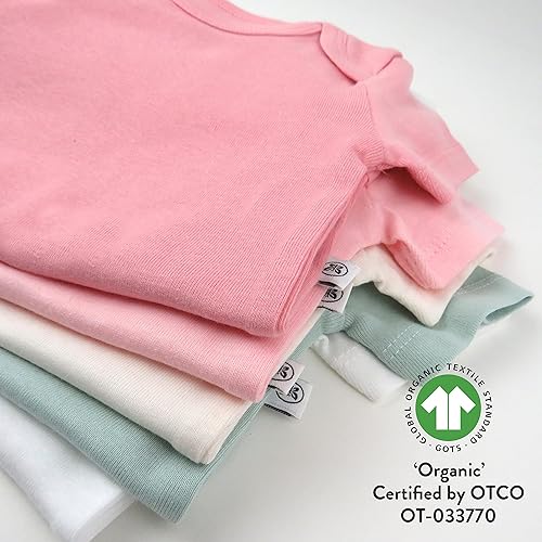 Miniatura 5 de HonestBaby Baby-girls - Paquete de 5 mamelucos de manga corta de una pieza 100% algodón orgánico para bebés niñas