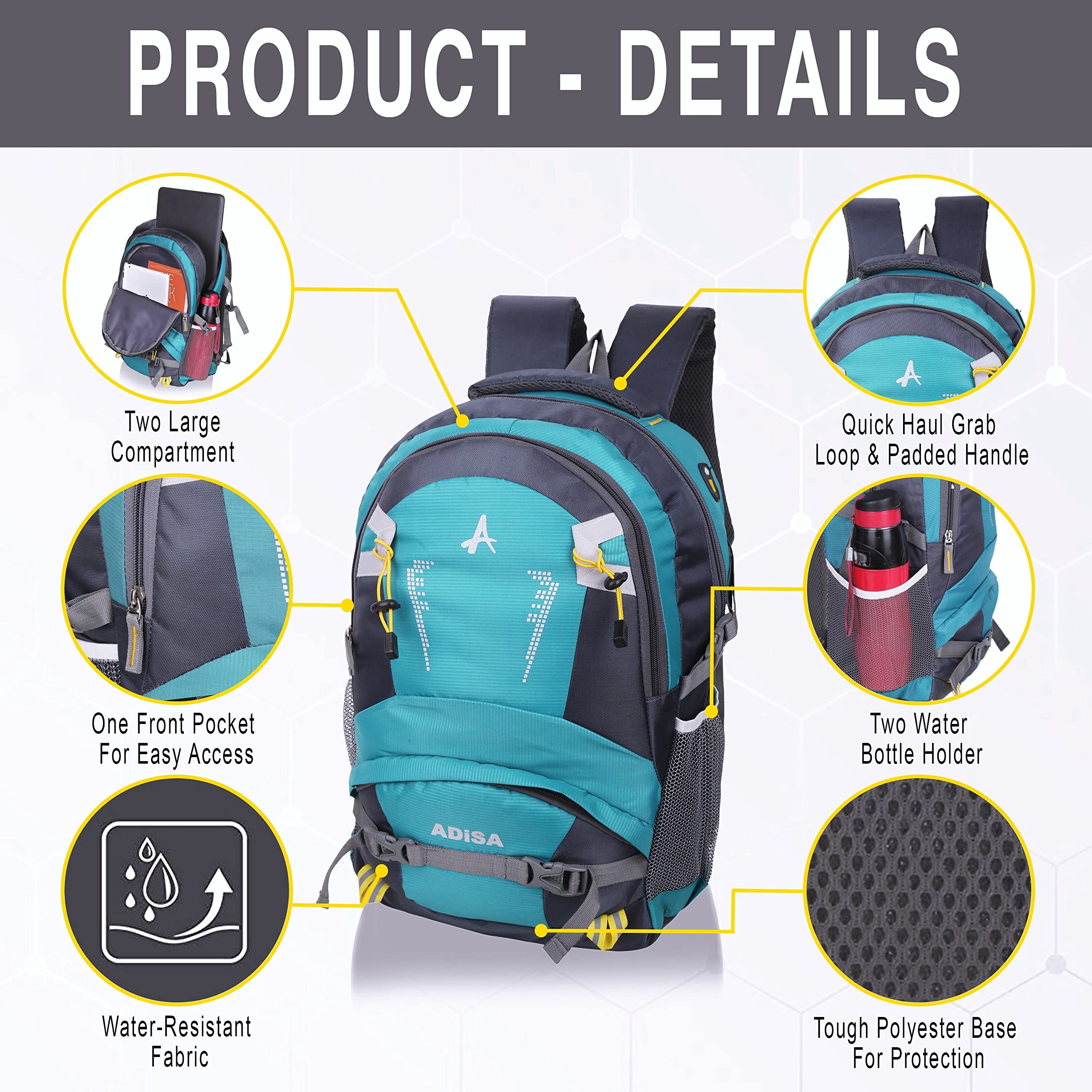 ADISA 15.6 inch Laptop Backpack Office Bag College Travel Back Pack 32 Ltrs (z-Teal)