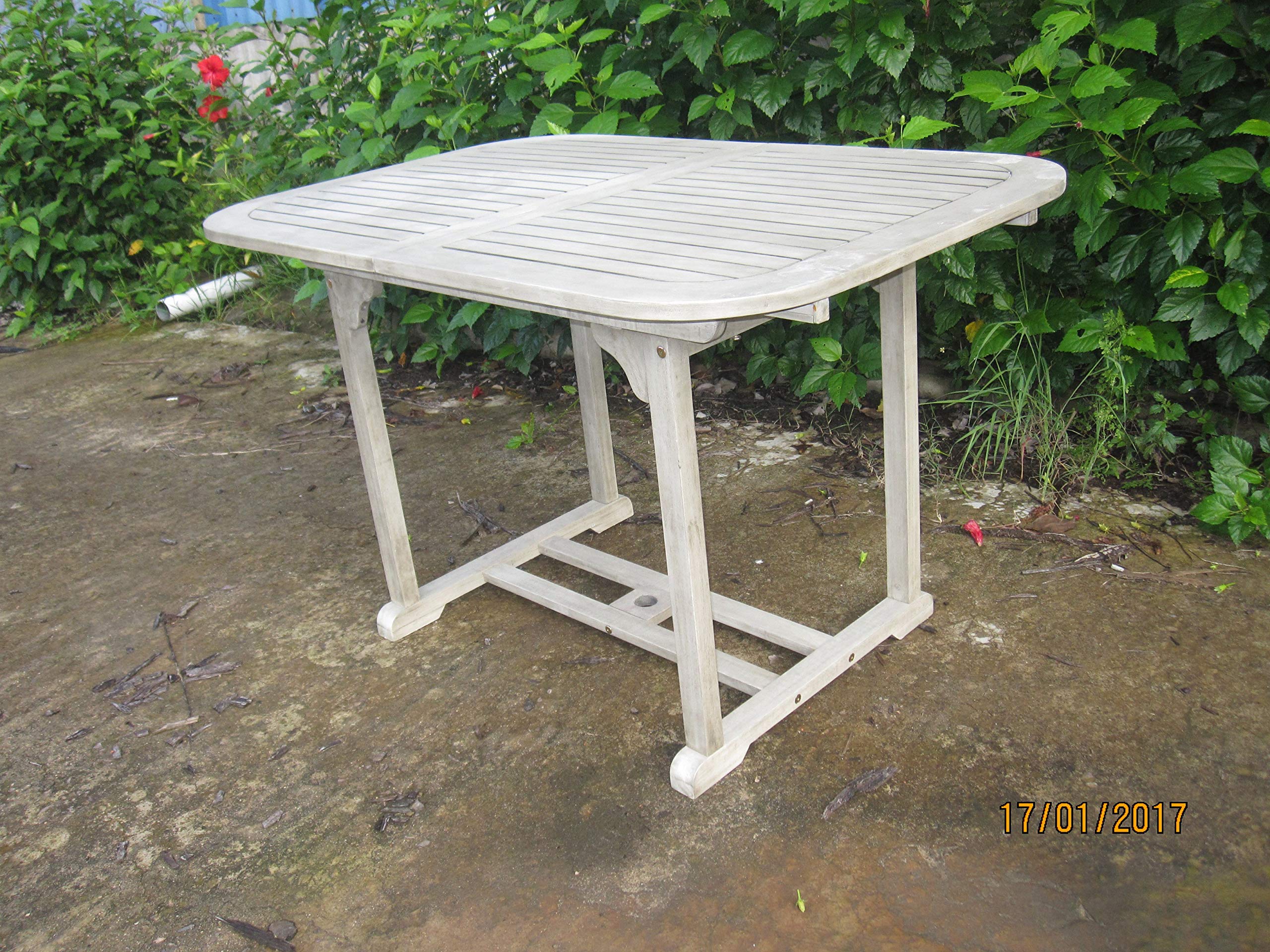 TAVOLO ESTENSIBILE CM 120-160X80X74H ACACIA LACCATO ALLUNGABILE ARREDO GIARDINO