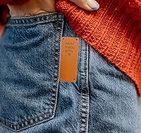 Vista 4 de 40 Pcs PU Leather Label Handmade Tag Label Embossed Tag Embellishment Knit DIY Apparel Accessories for Jeans Bags Shoes Hat - Handmade with Love