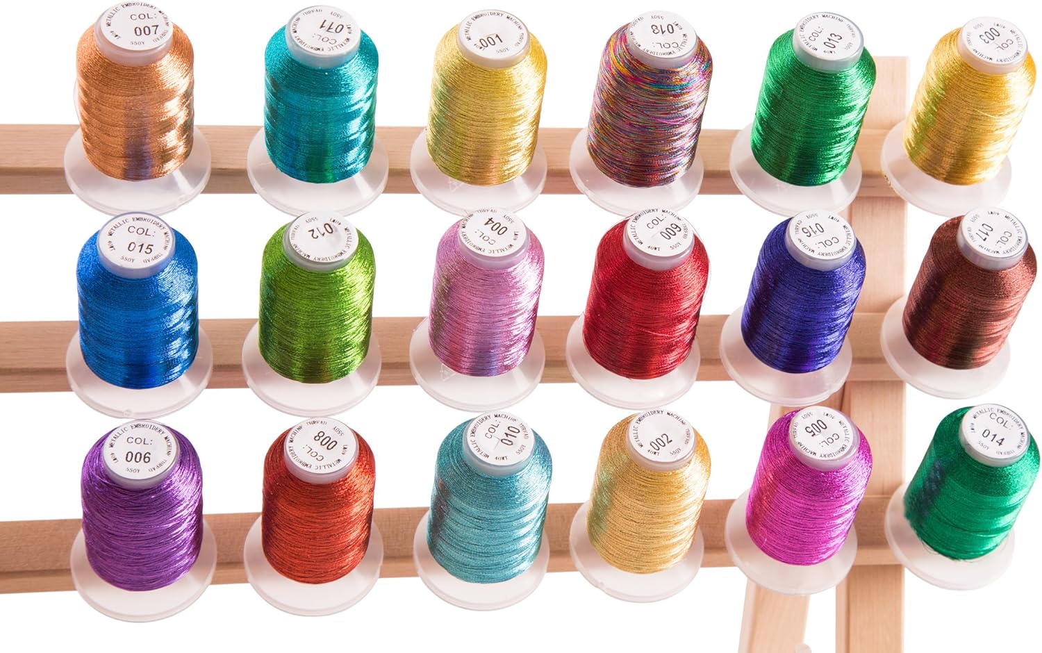 18 Spool Metallic Embroidery Machine Thread + Thread Nets