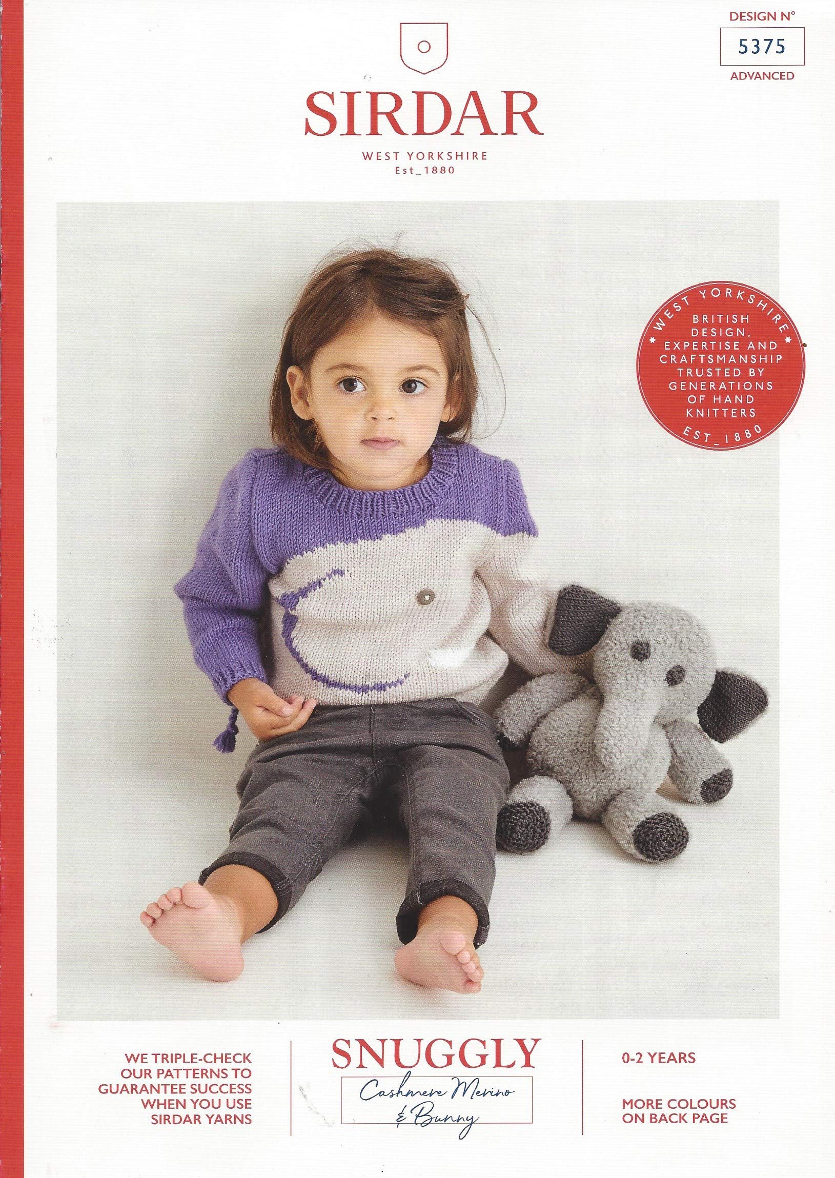Sirdar Snuggly DK Knitting Pattern - 5375 Motif Sweater & Elephant Toy