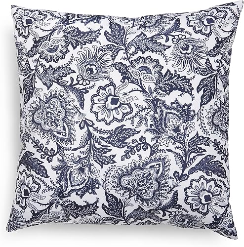 Vera Bradley Almohada reciclada Lighten Up resistente al agua para interiores y exteriores con inserto hipoalergénico, Java azul marino y blanco