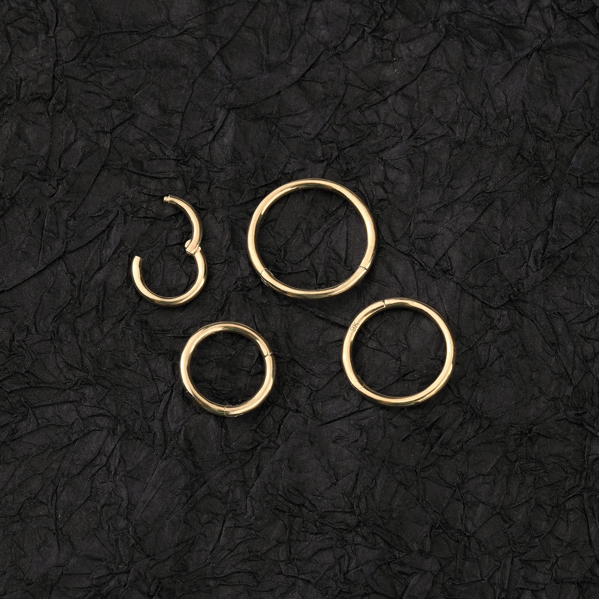 OUFER Body Piercing Helix Creolen Ohrring Ring Piercing Schmuck 16G 9K gold Scharnier Clicker Segmentring Lippe Septum Daith Tragus Conch Piercing Knorpel Ohrring