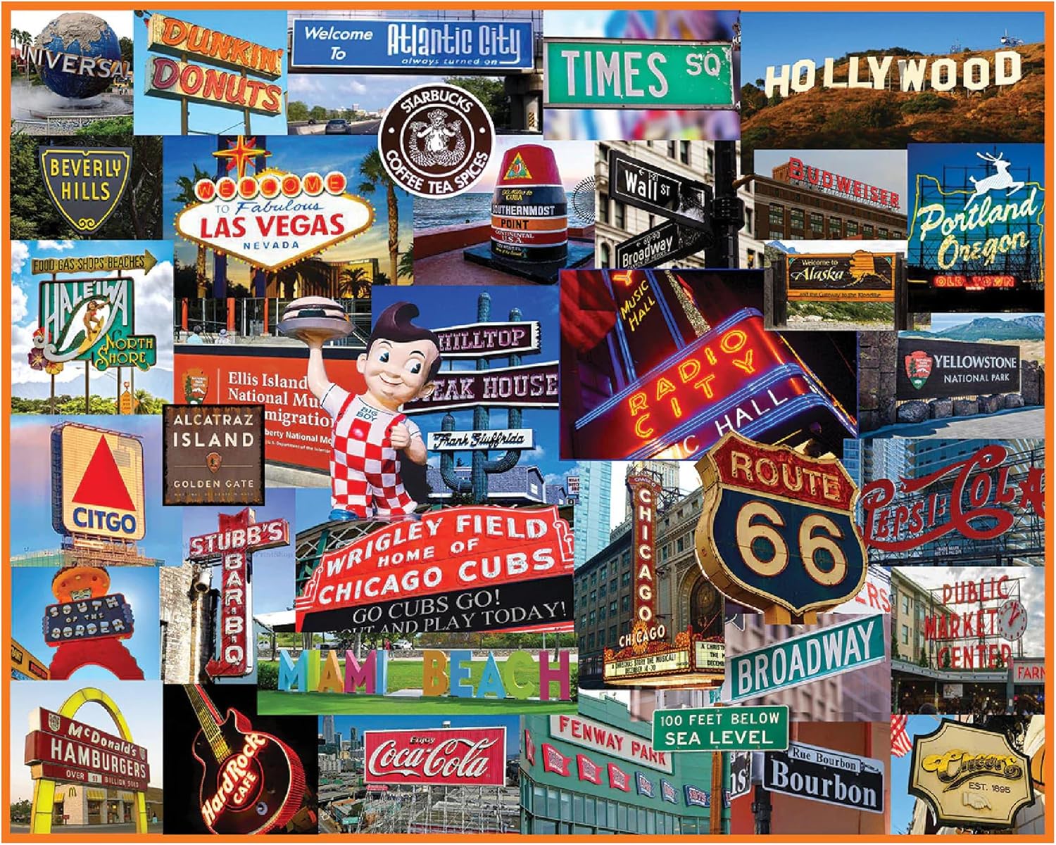 White Mountain 1000 Piece Jigsaw Puzzle Fun Collage Puzzles with Large Pieces Gift for Adults and Family 24"x30" - Signs Across America States