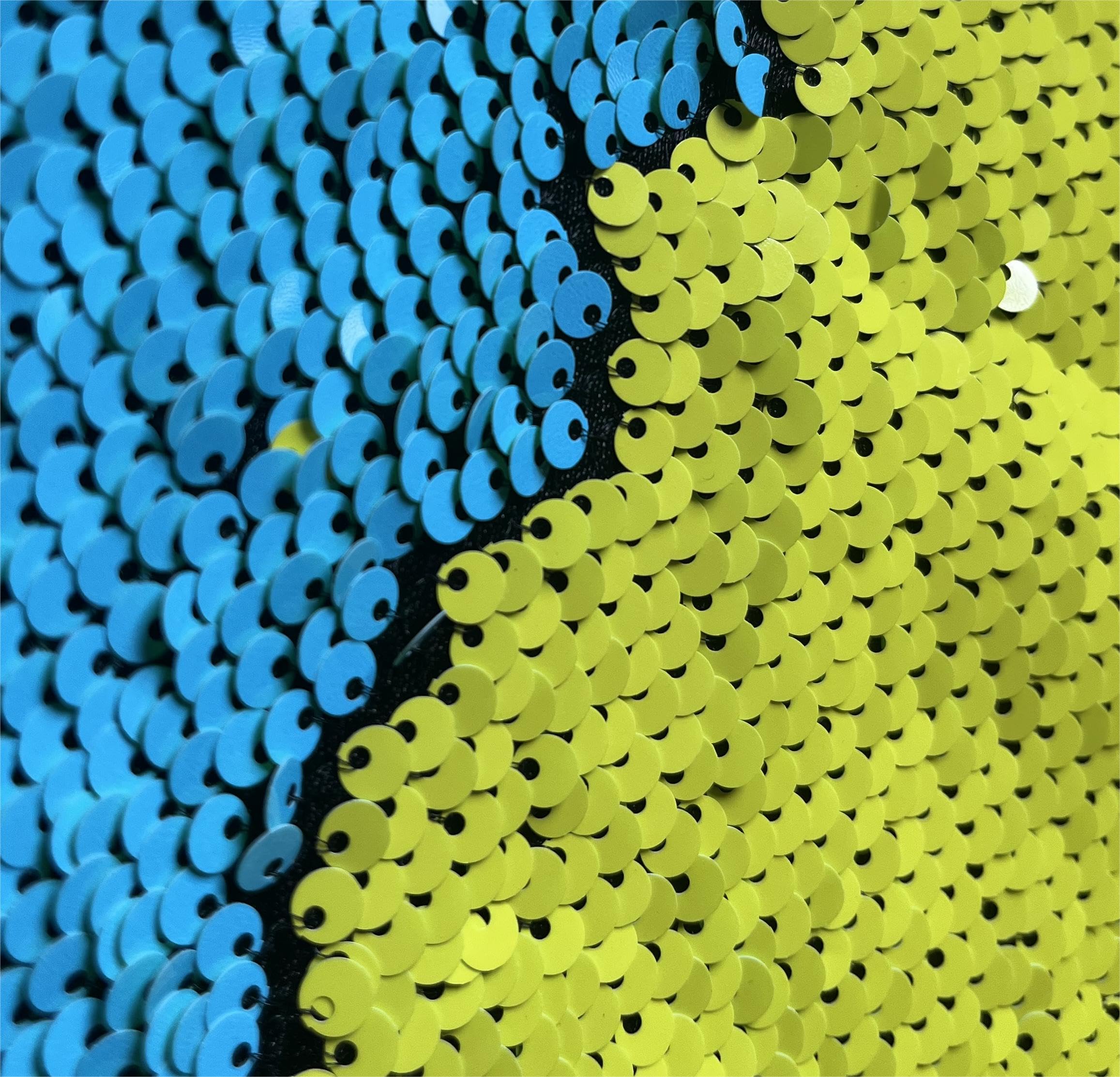 Sensory Wall Sequin Flip Fabric for Kids,0.2" Large Sequins Sensory Graffiti Fabric,Tactile Stimulation,Reversible Mermaid Fabric by the Yard (2yards(72"*49"), yellow + sky blue)