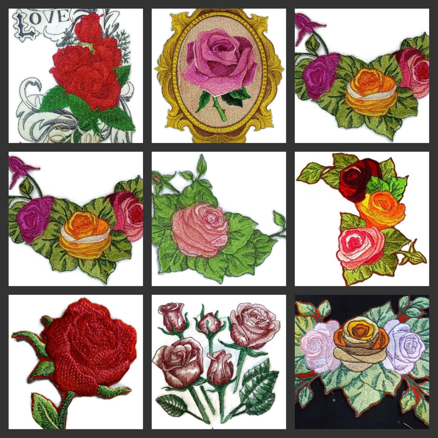 Custom Romantic Rose[A Rose is A Rose Cameo ] Embroidered Iron on/Sew Patch [7.5" * 5.9"] [Made in USA]