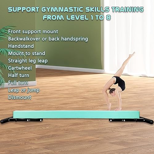Miniatura 115 de Viga de equilibrio ajustable para niños, haz de gimnasia de 8 pies de todos los niveles de gimnasia, vigas de piso alto y bajo, altura ajustable