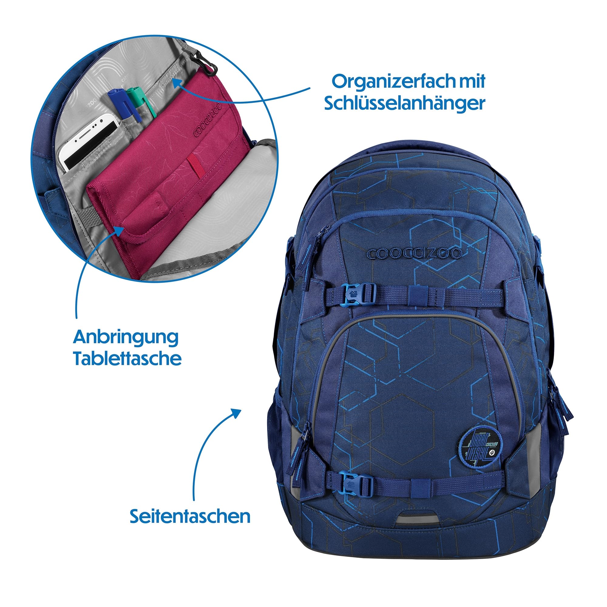 coocazoo Schulrucksack Mate, ergonomischer & anpassbarer Tornister, höhen- & größenverstellbar, mit Brustgurt & Hüftgurt, leicht & individuell, ab der 3. Klasse