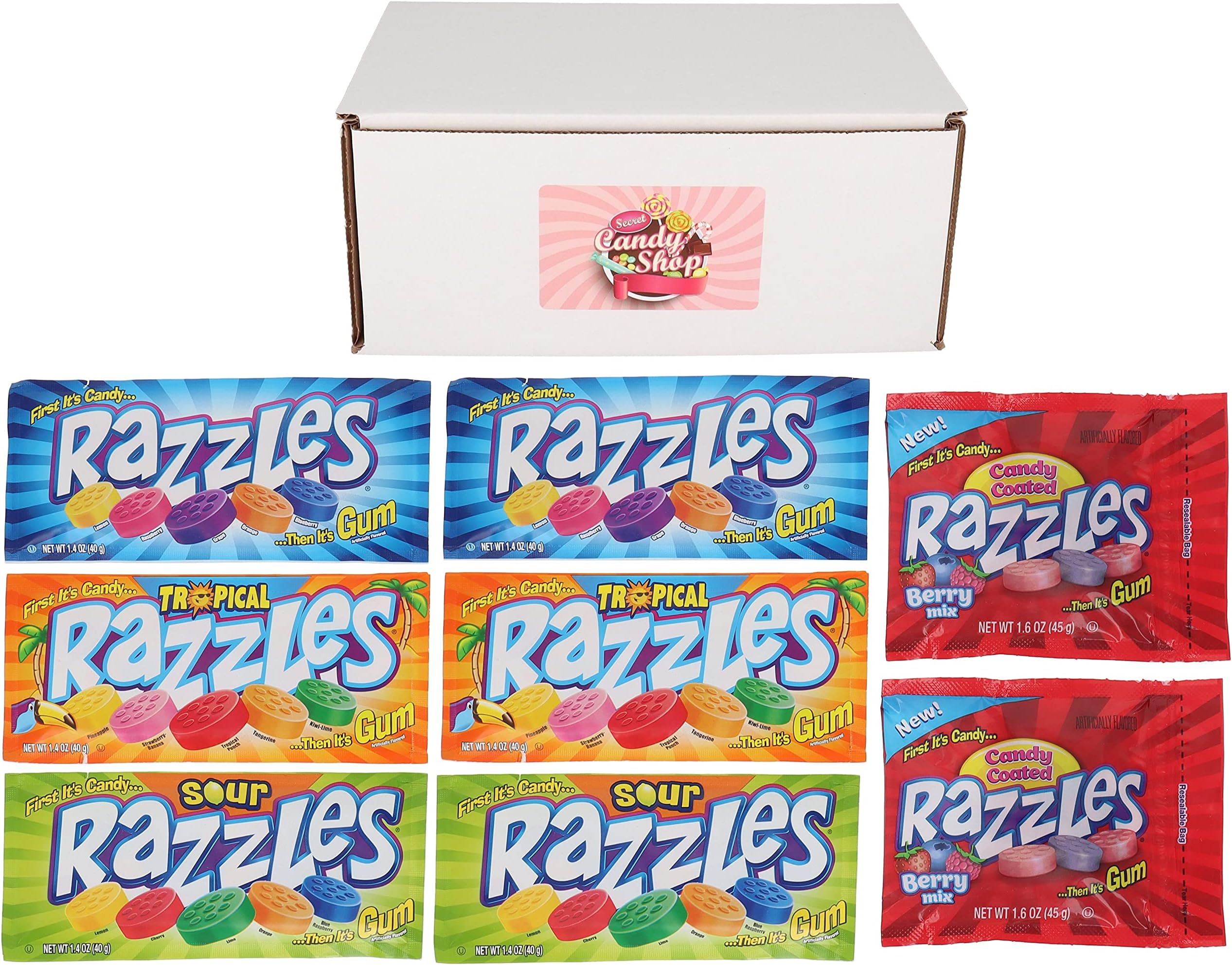 Razzles Gum Original Flavor, Box of 50 Packs. (2 gum per
