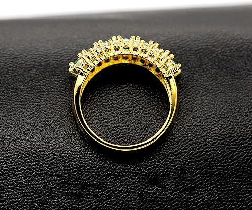 Miniatura 5 de Uloveido Hermosas mujeres 7 piedras anillo de boda ovalado circonita cúbica compromiso aniversario anillos J501