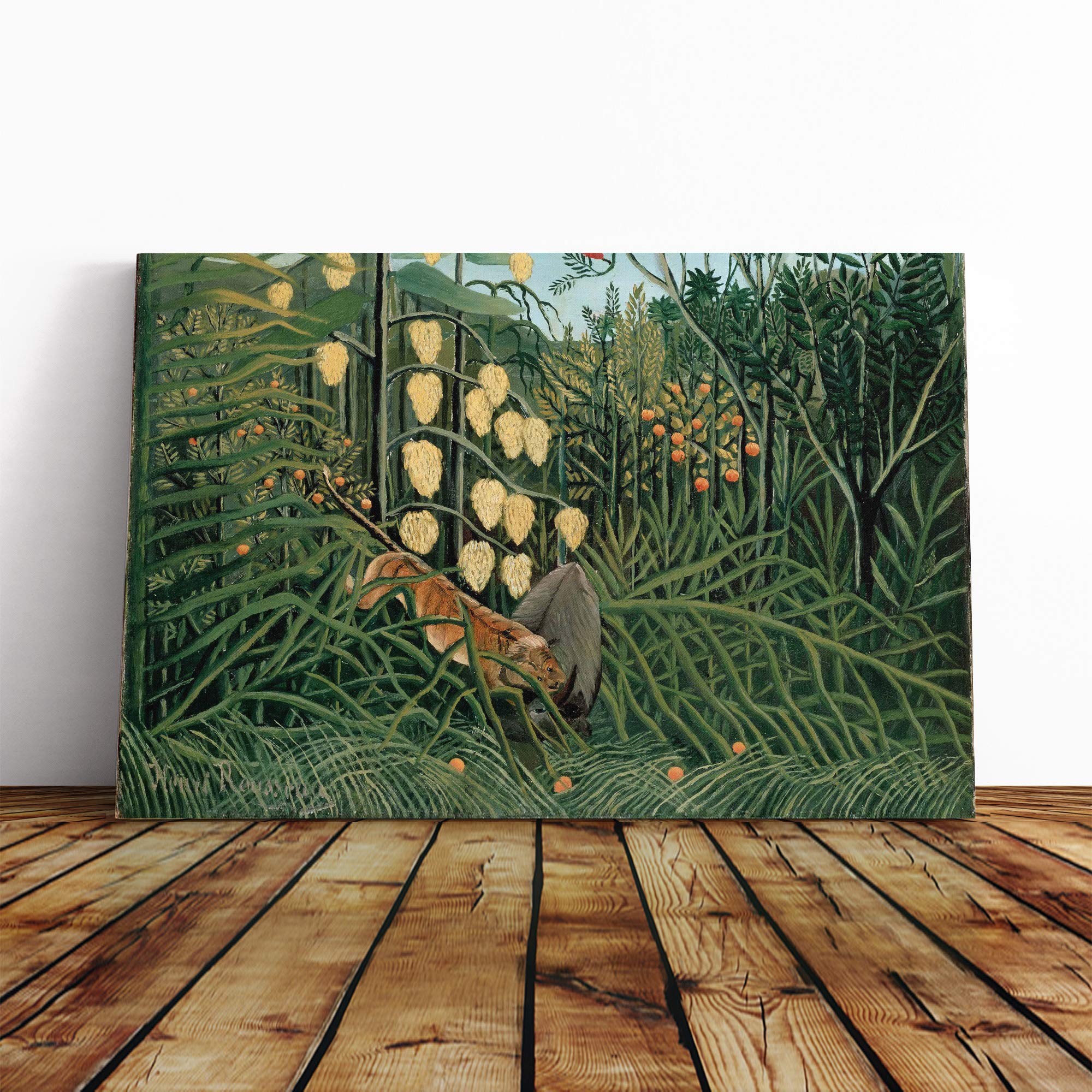 Henri Rousseau in a Tropical Forest Canvas Print | Gallery Wrapped 30mm Frame Wall Art | 30x20 inches | Ready to Hang | Modern Landscape Picture | Living Room Bedroom Lounge Office