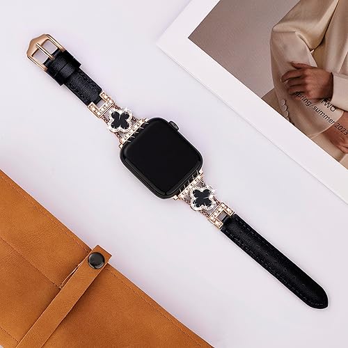 Miniatura 3 de Correa de cuero de lujo compatible con Apple Watch para mujer de 1.496 pulgadas, 1.575 pulgadas, 1.614 pulgadas, serie 8, SE, 7, 6, 5, 4, 3, 2, 1,