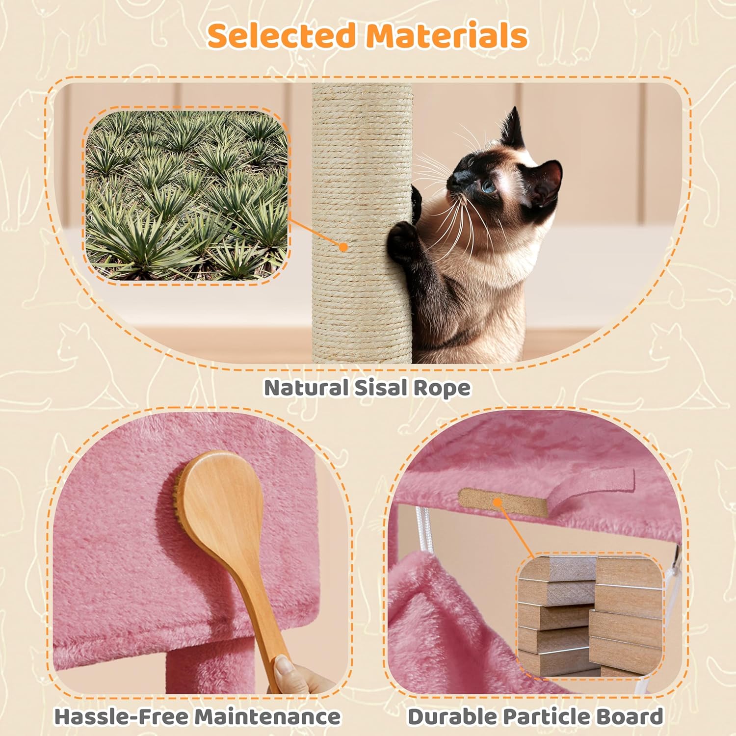 Close-up of a cat scratching a sisal post on the cat tree