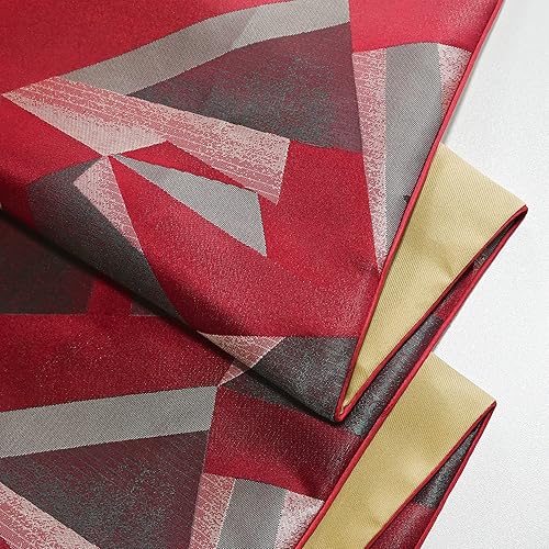 Miniatura 4 de HoliSelear Camino de mesa geométrico rojo de lujo exquisito de 48 pulgadas de largo, 13 x 48 pulgadas, para cocina, mesa de té, café, comedor,